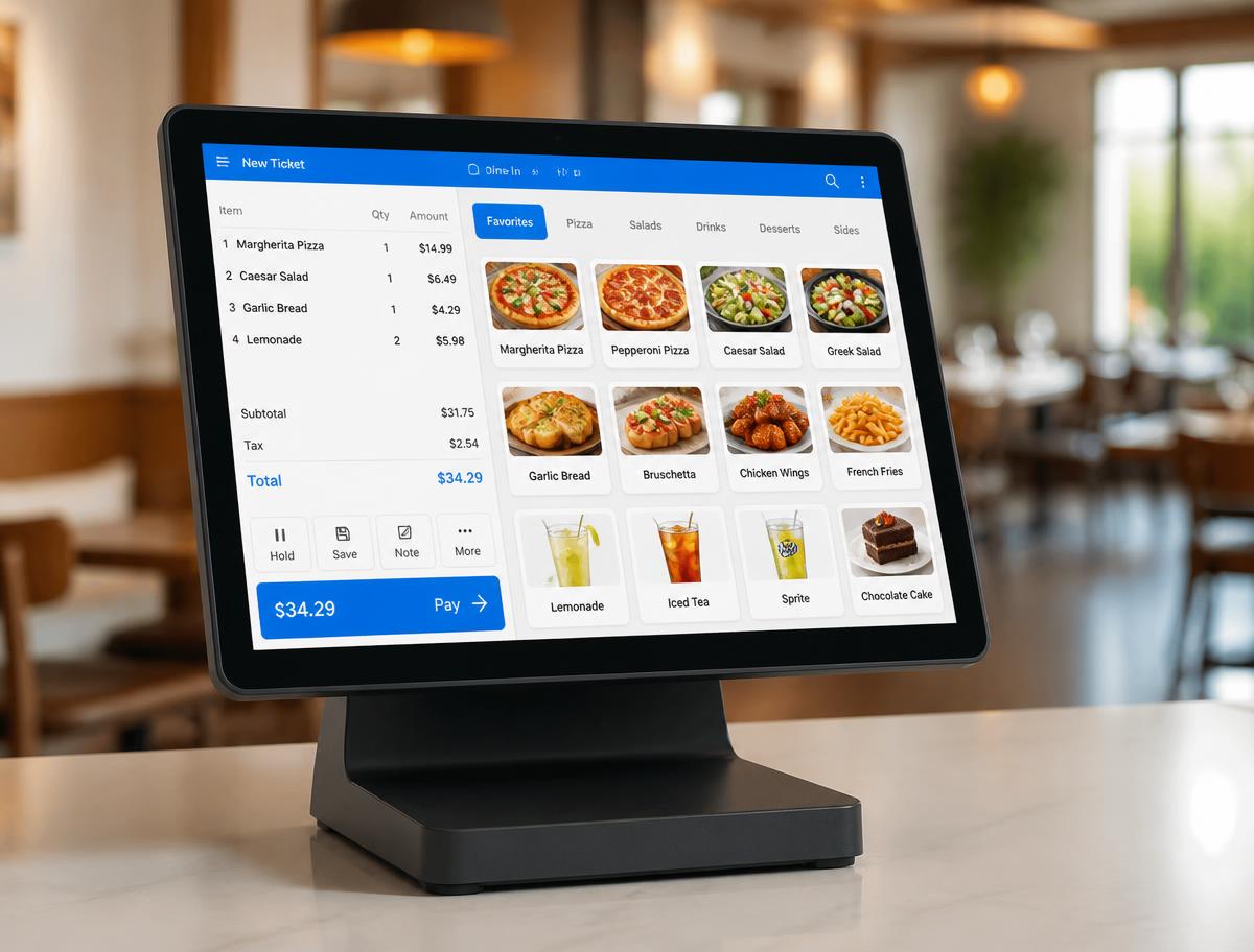 Terminal RamiPOS mostrando la pantalla de venta de un negocio